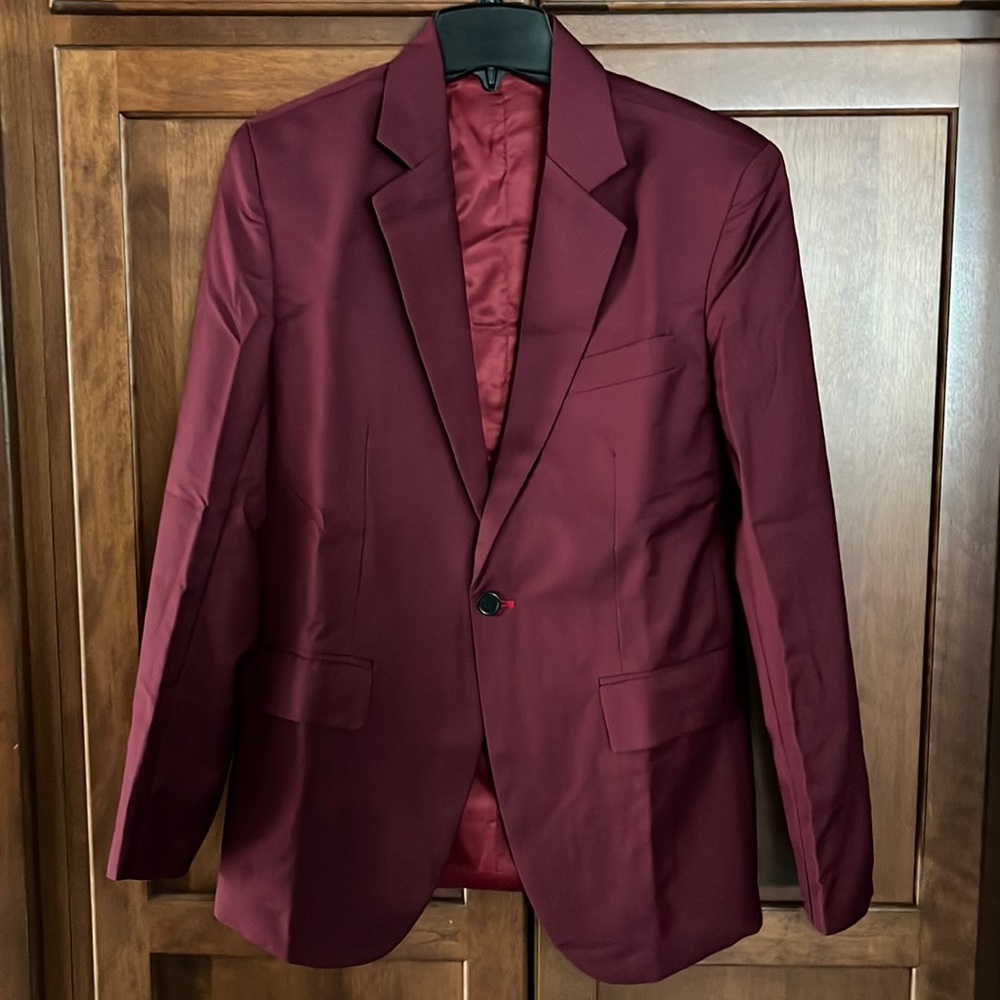 Men's Burgundy Cotton Suit